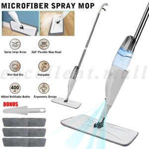Spray Mop Microfiber Flat Mop Cleaner Household Floor Kitchen Bath Broom W/PADS - Picture 1 of 12