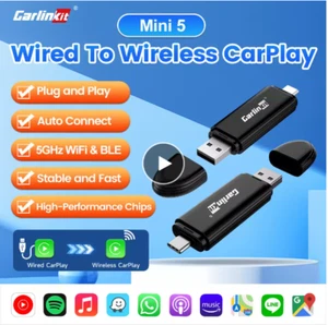 CarlinKit MINI Wireless CarPlay Plug &Play Adapter WiFi Wired to Wireless Dongle - Picture 1 of 7