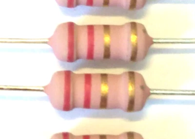 YAGEO 2 pcs 2.2 ohms 5%, 2W metal film resistors. P/N FMP200JR-52-2R2