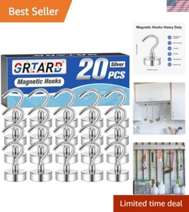 NEW 20 Pack Magnetic Hooks Heavy Duty 25Lbs Strong Magnet Hooks for Kitchen Home - Picture 1 of 8