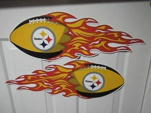 Pittsburgh Steelers NFL SET OF 2 JUMBO 24"X8" car/truck magnet fire flames - Picture 1 of 5