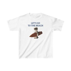 Kids Beach T-shirt, US cotton, Beach Kid tshirt,Beach cat tshirt - Picture 1 of 9