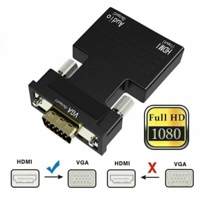 HDMI TO VGA HDMI Female to VGA Male Converter adapter w/ Audio Support 1080P - Image 1 of 4