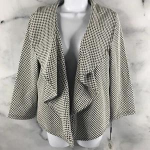 Calvin Klein Womens Black and White Blazer Size 8 Open Front Lined - Picture 1 of 7