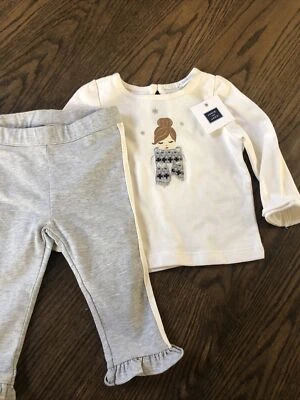 NUEVO CON ETIQUETAS Janie And Jack Bebé Niña OTOÑO INVIERNO Gris Bufanda Volantes 2 Piezas SET 6 9 12 Foto 1 de 4