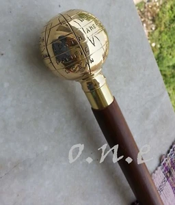Vintage Brass Designer Antique Style Wooden Walking Stick 36" Gift Nautical Cane - Picture 1 of 2