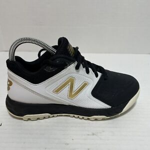 New Balance Women’s 6.5 D STVELOK1 FastPitch Softball Shoes White Black Gold