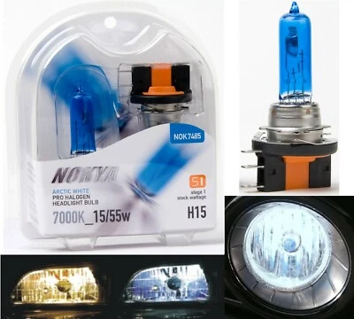 Nokya 7000K White H15 Nok7485 15/55W Two Bulbs Head Light DRL Daytime High Beam - Image 1 of 4