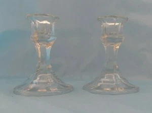 Vintage Viking Glass Crystal Candle Holders Made In The USA 4" Tall - Picture 1 of 5