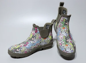 BOBS by Skechers Rain Garden Boots Women's Size 10 Dog Print Ankle - Slip On - Picture 1 of 9