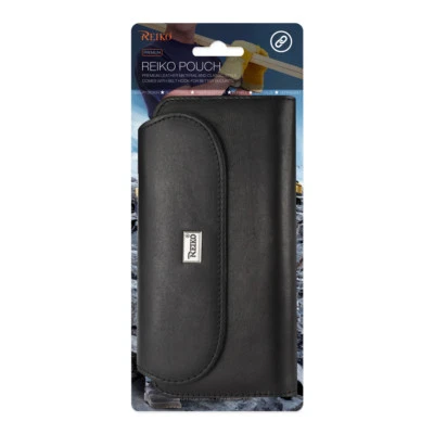 Reiko Horizontal Genuine Leather Pouch With Card Holder In Black iPhone Plus - Image 1 of 4