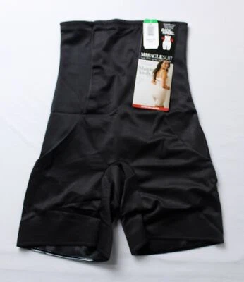 Miraclesuit 女式 Shape Away High-Waist Thigh Slimmer DH3 黑色大号全新带标签 — 第 1/4 张图片