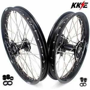 KKE 21/19 Cast Dirt Bike Wheels for Honda CR125R CR250R 1995-2001 Black Hubs Rim - Picture 1 of 12