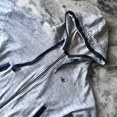 Adidas Originals Womens Ladies Retro Blue Grey Marl Towel Full Zip Hoodie UK 14 • 30.29€