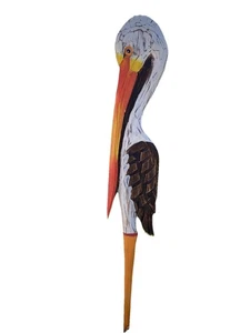 39" PELICAN YARD STAKE ART ISLAND HOME DECOR TRIBAL BAR TROPICAL - Picture 1 of 2