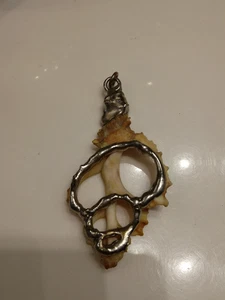 Vintage Sterling Silver Inlay Cut Out Seashell Pendant - Picture 1 of 3