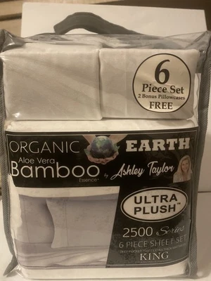 Juego de sábanas de bolsillo profundo blancas tamaño king de bambú Foto 1 de 4