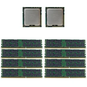 8x Samsung 4GB 2Rx4 PC3-10600R CL9 Server RAM DDR3 2x Intel Xeon E5620 CPU SLBV4 - Picture 1 of 3