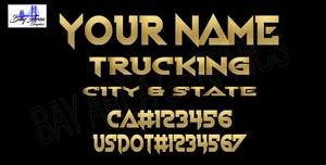 SEMI TRUCK DOOR DECALS CUSTOM SAME STYLE TEXT & DOT OUTDOOR VINYL X2 ORACAL - Foto 1 di 15