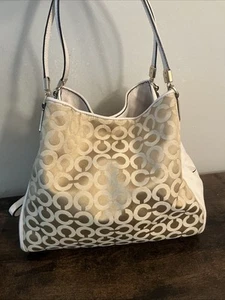 Borsa a tracolla Coach 26448 Madison Phoebe Op Art in kaki/abbronzatura/champagne - Foto 1 di 11