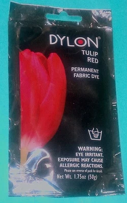 NUEVO Tinte de tela permanente Dylon ROJO TULIPÁN, 1,75 onzas (50 g) Foto 1 de 2