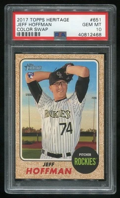2017 Topps Heritage Color Swap SP Jeff Hoffman #651 (RC) PSA 10 (40812468) - Image 1 of 2