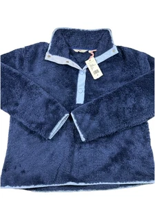 Maglione donna nuovo con etichette Vineyard Vines in pile blu navy peluche taglia media a scatto - Foto 1 di 8