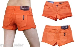 BLACK ORCHID Designer Jeans Star Orange Fashion Cut Off Denim Short Shorts - Picture 1 of 6