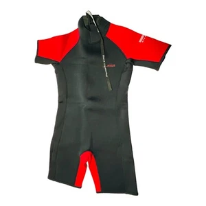 Dark Lightning Kinder Shorty Nassanzug Reißverschluss hinten rot schwarz Kindergröße 14 - Bild 1 von 6