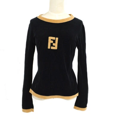 Top Fendi Logos Manga Larga Marrón Negro AK25630b Foto 1 de 4
