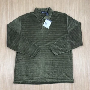 Vintage Claiborne Shirt Mens XL Green Textured Patterned Velvet Satin Velour 90s - Picture 1 of 12