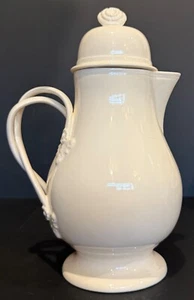 Leedsware Creamware Coffee Pot with Domed Lid - Hand-Formed Pattern - Bild 1 von 6