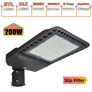 227V LED Parking Lot Light 200W - Outdoor Commercial Street Shoebox Area Lights - Picture 1 of 9