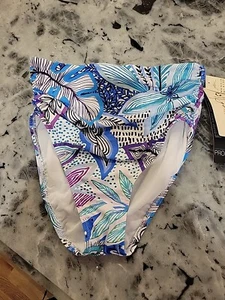 Profile by Gottex Womens Bikini Swim Bottom Lined Stretch Blue Floral 6 NWT - Picture 1 of 13