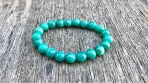 BRACCIALE AMAZZONITE TONDO LISCIO 8-9 MM PIETRE PREZIOSE PERLINE 7" POLLICI 1 AG - Foto 1 di 6