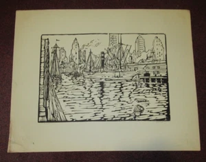 VINTAGE LEON DOLICE SIGNIERT DER EAST RIVER NEW YORK CITY - Bild 1 von 5