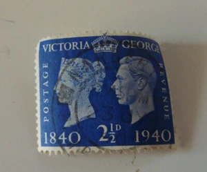 Estampilla de franqueo de la reina Victoria rey Jorge VI 1940 Reino Unido 2 1/2d - Imagen 1 de 1