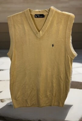 Свитер кашемировый Polo Ralph Lauren с V-образным вырезом, размер XL желтовато-коричневый - Изображение 1 из 4