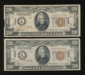 2 - $20 Twenty Dollars FRN Hawaii Emergency WWII 1934 LA Currency, Notes m - Picture 1 of 2