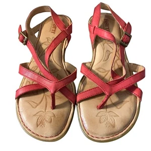 Born Pink Leather Strap Slingback Sandals Womens Size 7M - Picture 1 of 5