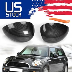 Carbon Fiber Style Mirror Cover For Mini Cooper R55 R56 R57 R58 R59 R60 07-2013 - Picture 1 of 13