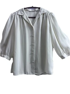 Vintage Womens Blouse Cream 3quarter Sleave - Picture 1 of 10