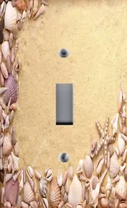 Interruttore Luce Placca Copri Presa DECORAZIONE SPIAGGIA ~ CONCHIGLIE STELLE MARINE BEIGE - Foto 1 di 27