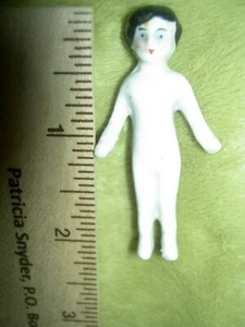 Antique 1880s, German china Frozen Charlotte doll (dollhouse size) & larger doll - Picture 1 of 9