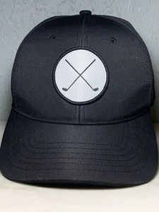 Mütze Kappe Golfschläger verstellbar Druckknopflasche schwarz mit gesticktem Golfschlägeraufnäher - Bild 1 von 9