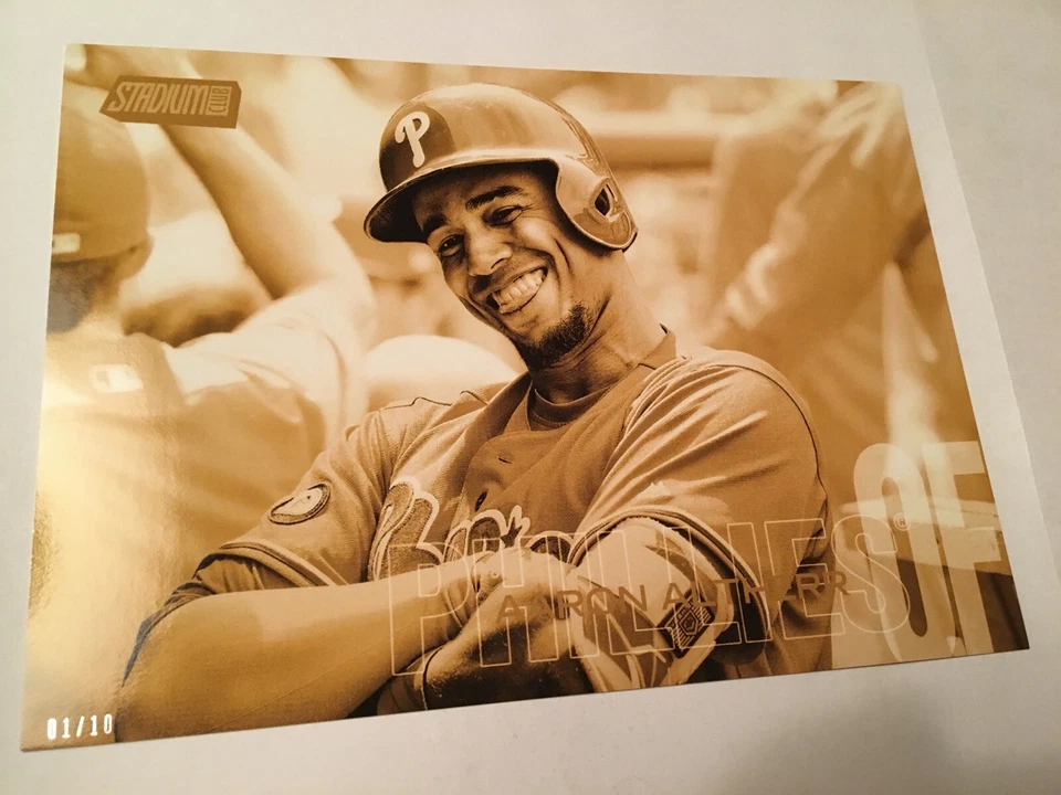 2018 Topps Stadium Club Jumbo 5x7 Aaron Altherr Phillies 60 Gold 01/10 - Image 1 of 1