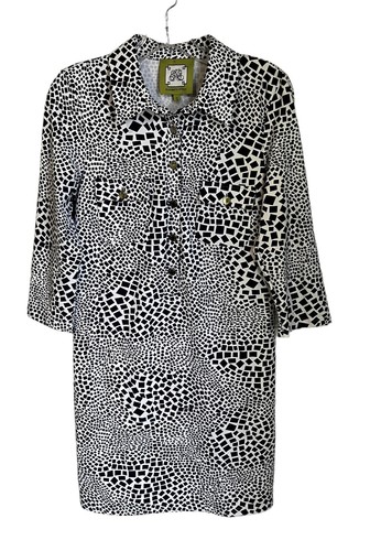 ELIZABETH K Abito Camicia Nylon Elizabeth McKay Blu Bianco Stampa Animalier Small