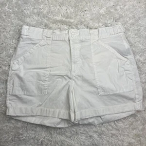 Sanctuary Women Sz XL Cuffed Chino Shorts Knit White High Rise Pockets 4" Inseam - Picture 1 of 11