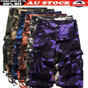 Mens Tactical Military Combat Cargo Shorts Casual Pants Camo Half Trousers New - Picture 1 of 18
