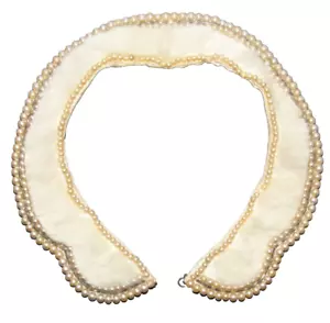 50s Pearl and Fur Collar 1950s Vintage Fashions Accessories Collars - Picture 1 of 11
